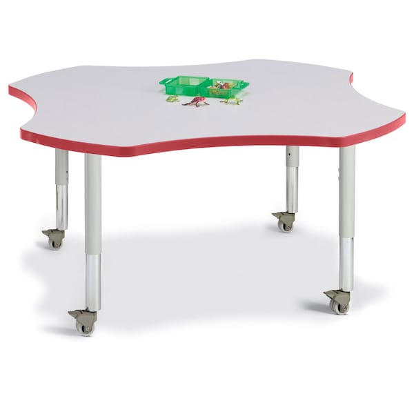 Berries Four Leaf Activity Table, Mobile, Freckled Gray/Red/Gray